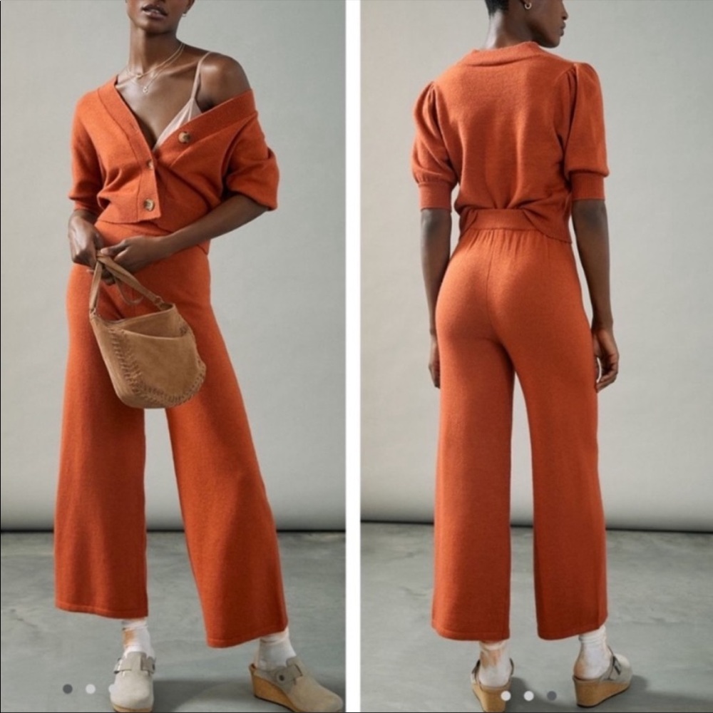 NWT Anthropologie Callahan Joni Cardigan & Wide-Leg Pants Sweater Set Small